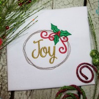 Joy Frame with Holly Machine Embroidery Design